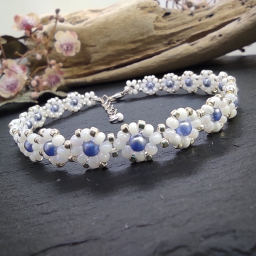 Náramek kytička  modro-fialová