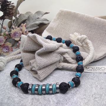 Náramek z lávy, tyrkysu a...