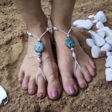 bosé sandálky tyrkys