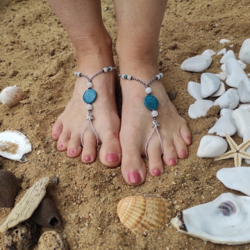 Bosé sandálky  s bílým achátem