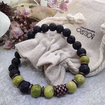 Náramek z achátu a lávy