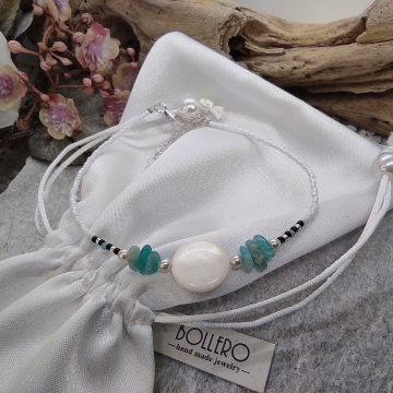 Náramek s perletí a amazonitem