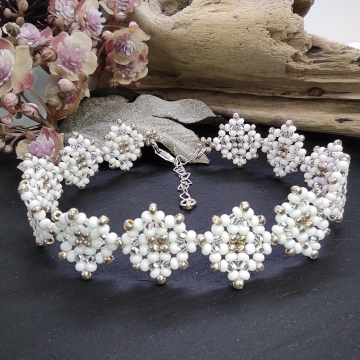 náramek bílo-zlatý s čirým...