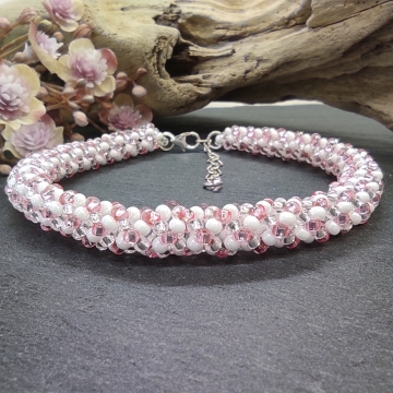 Náramek růžovo-bílý s...