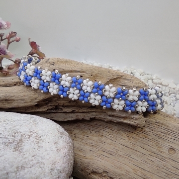 Náramek tmavě modro-bílo-zlatý