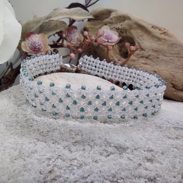 Náramek bílo-zelený