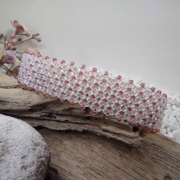 Náramek bílo - červený crystal