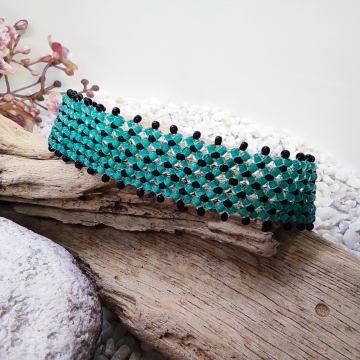 Náramek zeleno-černý