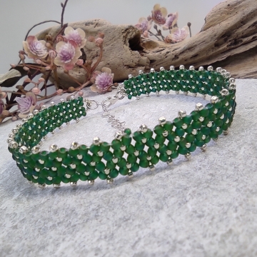 Náramek tmavě zeleno-zlatý