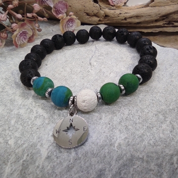 Náramek  z černé lávy s...