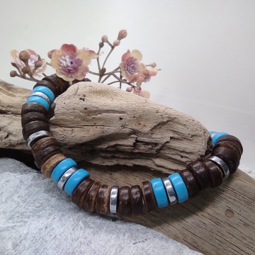 Náramek z kokosu, tyrkysu a...